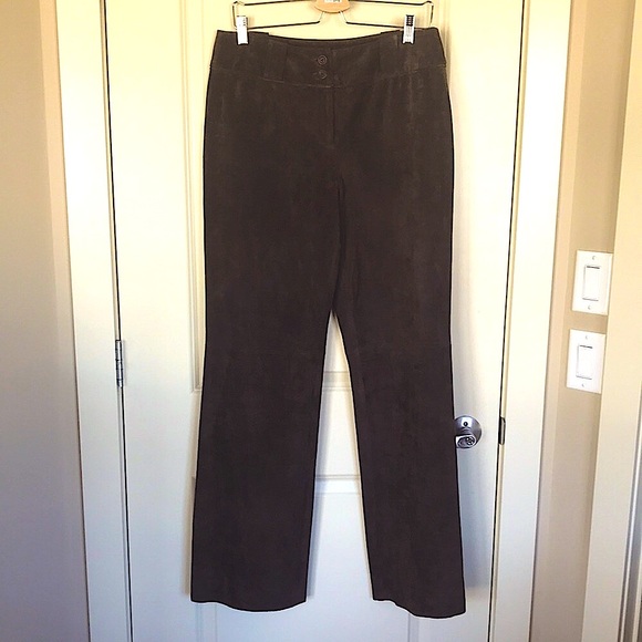 Genuine suede chocolate color pants. Size 10. - Picture 1 of 7
